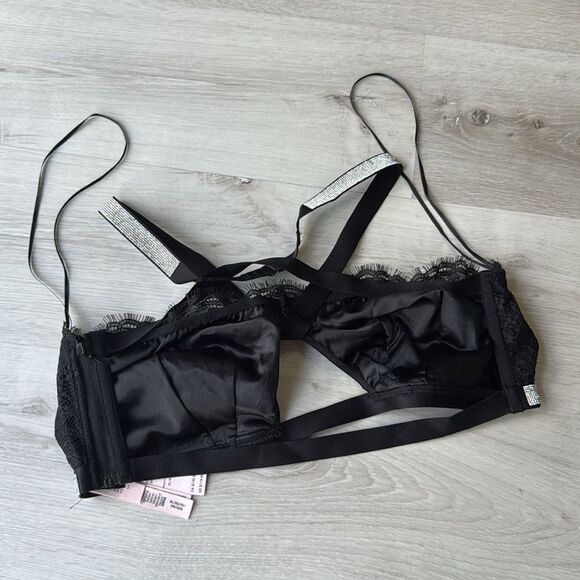 Victoria’s Secret shine strap halter Bralette and mini skirt set black lace NWT - Picture 5 of 5